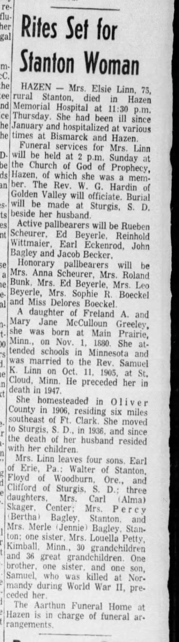 Clipping from The Bismarck Tribune